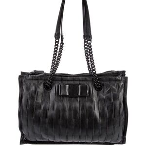 Salvatore Ferragamo Soft Leather Signature Logo Bow Tie Tote